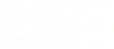 - Dealers Page with Dealers video segment and information
- Show and segments available on mobile devices
- Add weekly segment to your website with embed code
- Show airs on local cable network and soon local TV channel
- Low cost solution for any size dealership
- Show advertises in local publications to draw viewers 